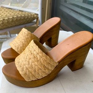 Rattan Rafia Natural Platform Sandal
